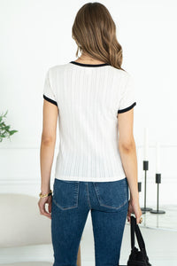 TEAMS POINTELLE CONTRAST TRIM TEE