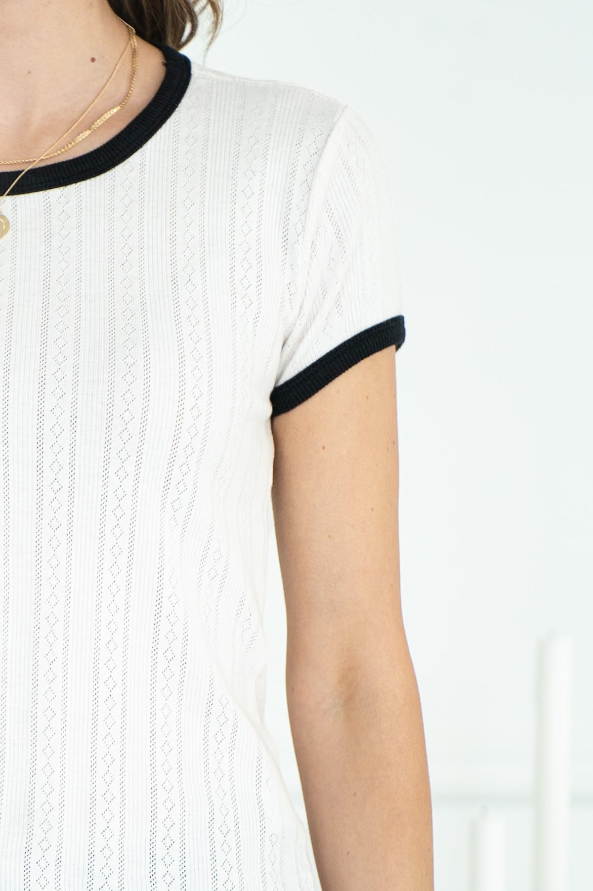 TEAMS POINTELLE CONTRAST TRIM TEE