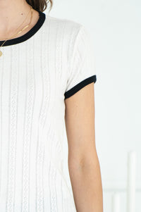 TEAMS POINTELLE CONTRAST TRIM TEE