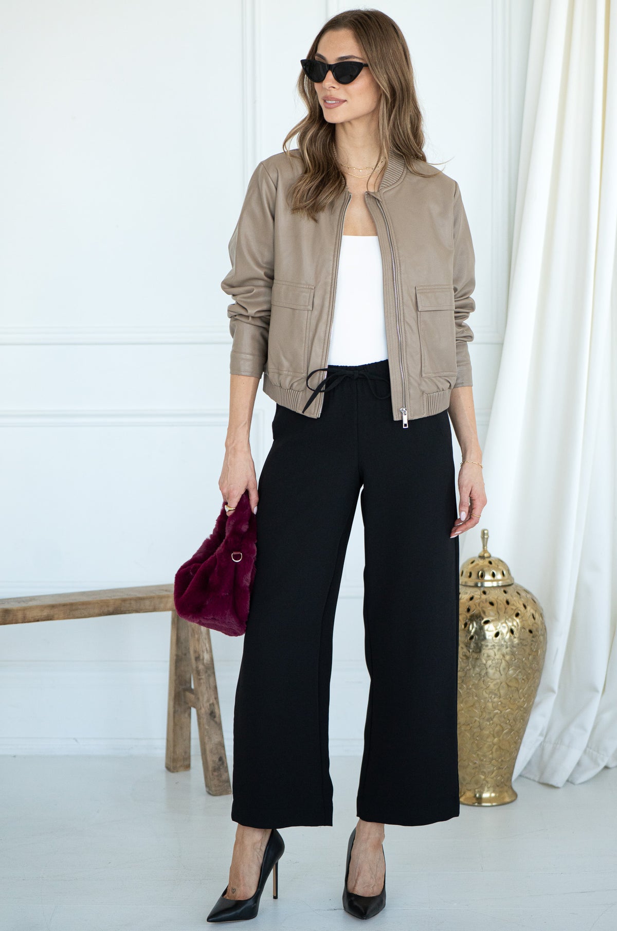 LIV FAUX LEATHER BOMBER