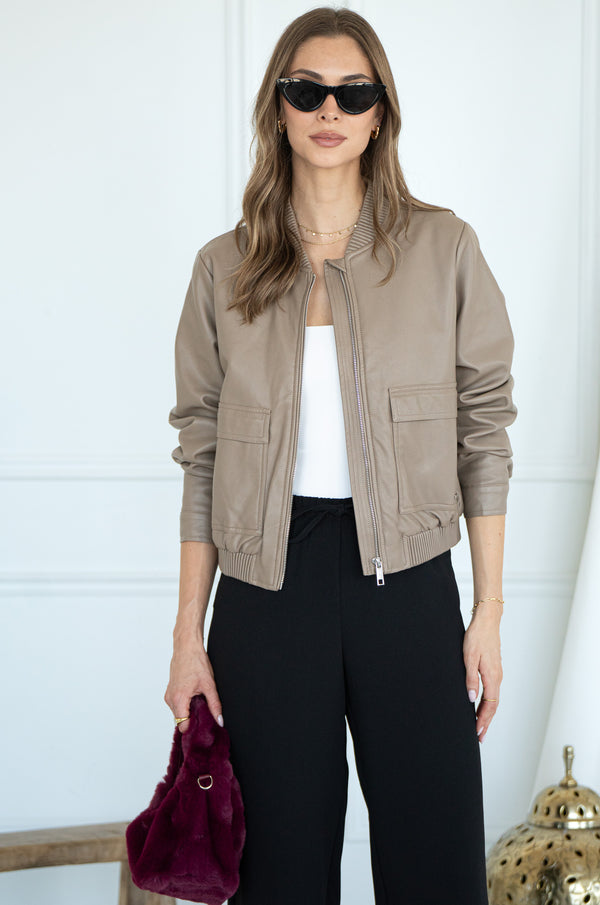 LIV FAUX LEATHER BOMBER