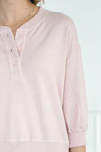 MINA COTTON MODAL 3/4 SLEEVE HENLEY PULLOVER