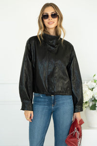 DINNER PLANS FAUX LEATHER JACKET