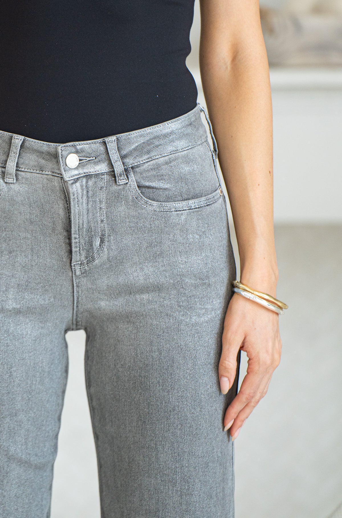 BREAK THE ICE METALLIC STRETCH JEANS