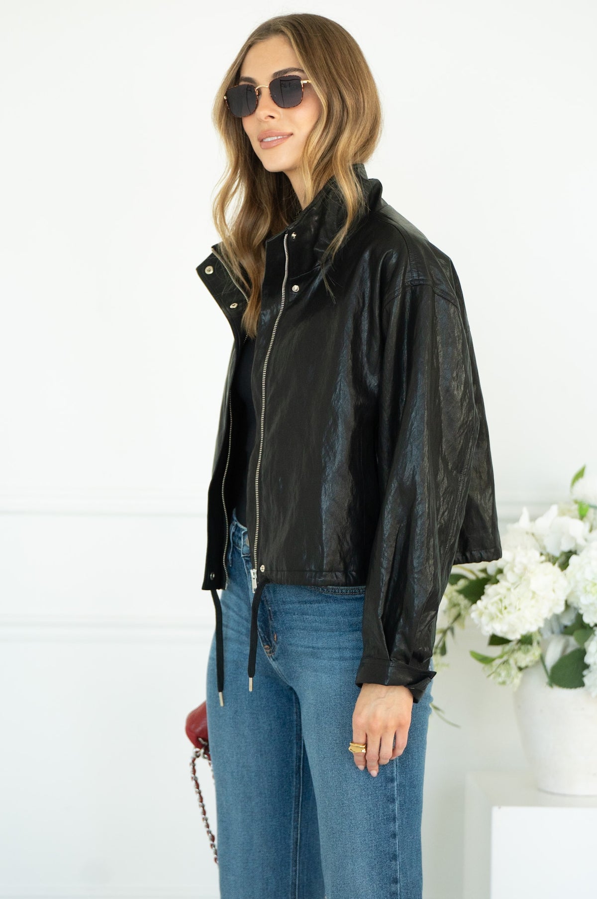 DINNER PLANS FAUX LEATHER JACKET
