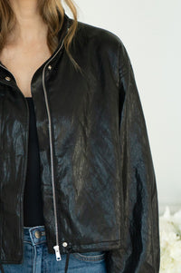 DINNER PLANS FAUX LEATHER JACKET