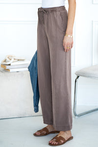 INDIGO TENCEL WIDE LEG PANTS-BR