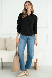 AISLIN LONG SLEEVE BUTTON UP SWEATSHIRT