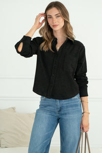 AISLIN LONG SLEEVE BUTTON UP SWEATSHIRT