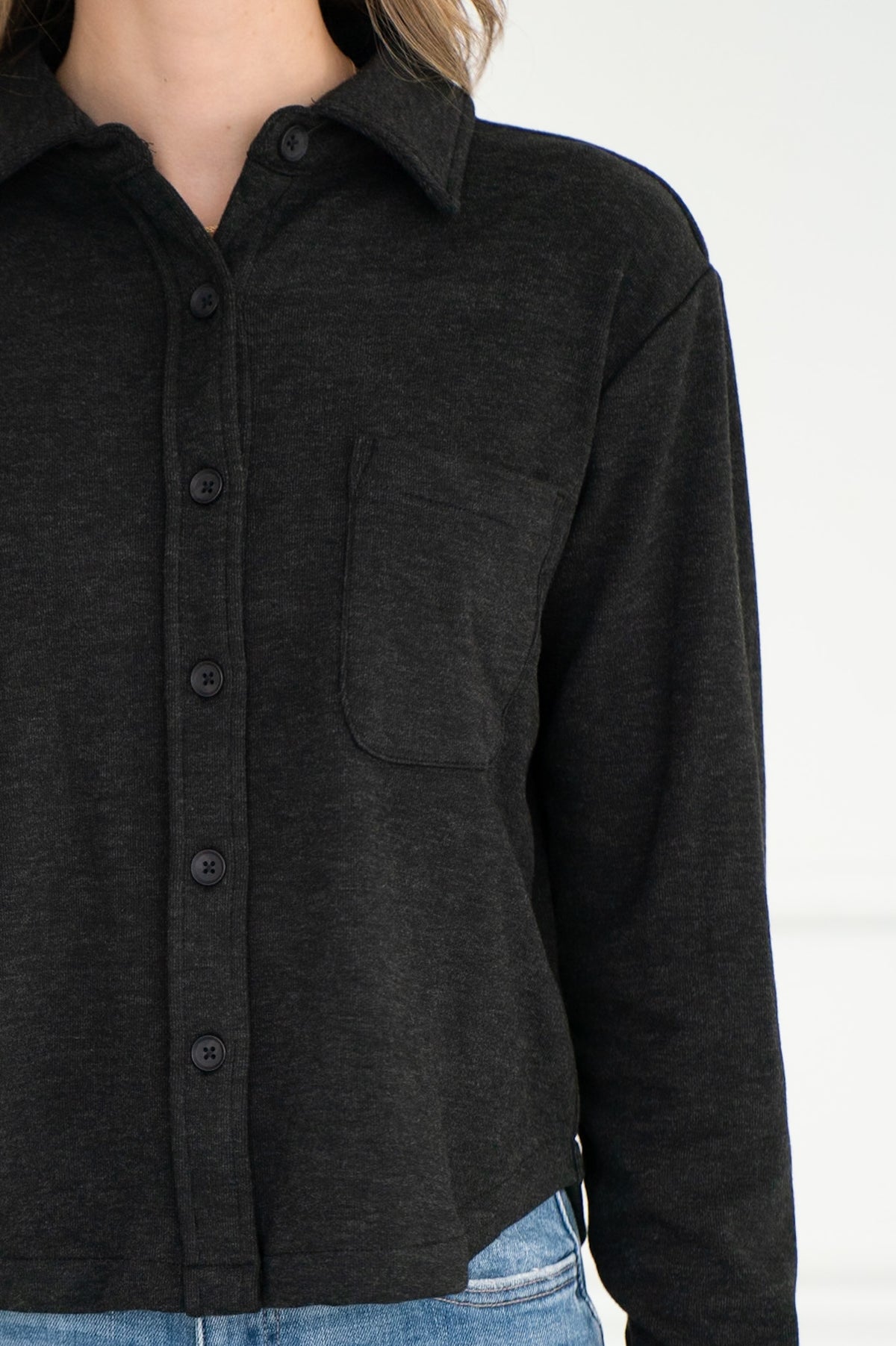 AISLIN LONG SLEEVE BUTTON UP SWEATSHIRT