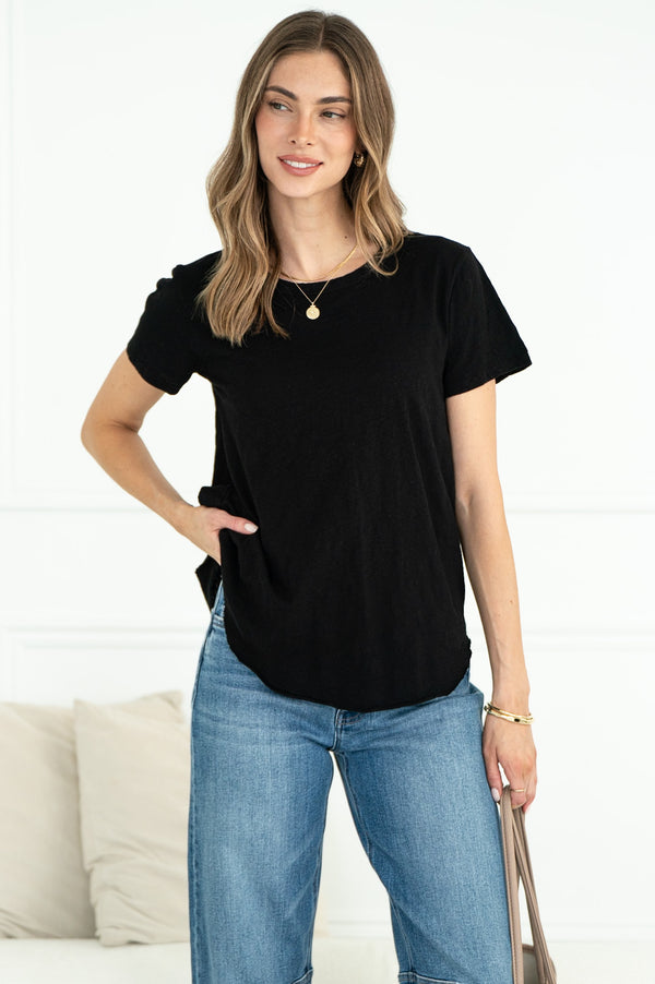 EVERYDAY COTTON CREW NECK TEE IN BLACK