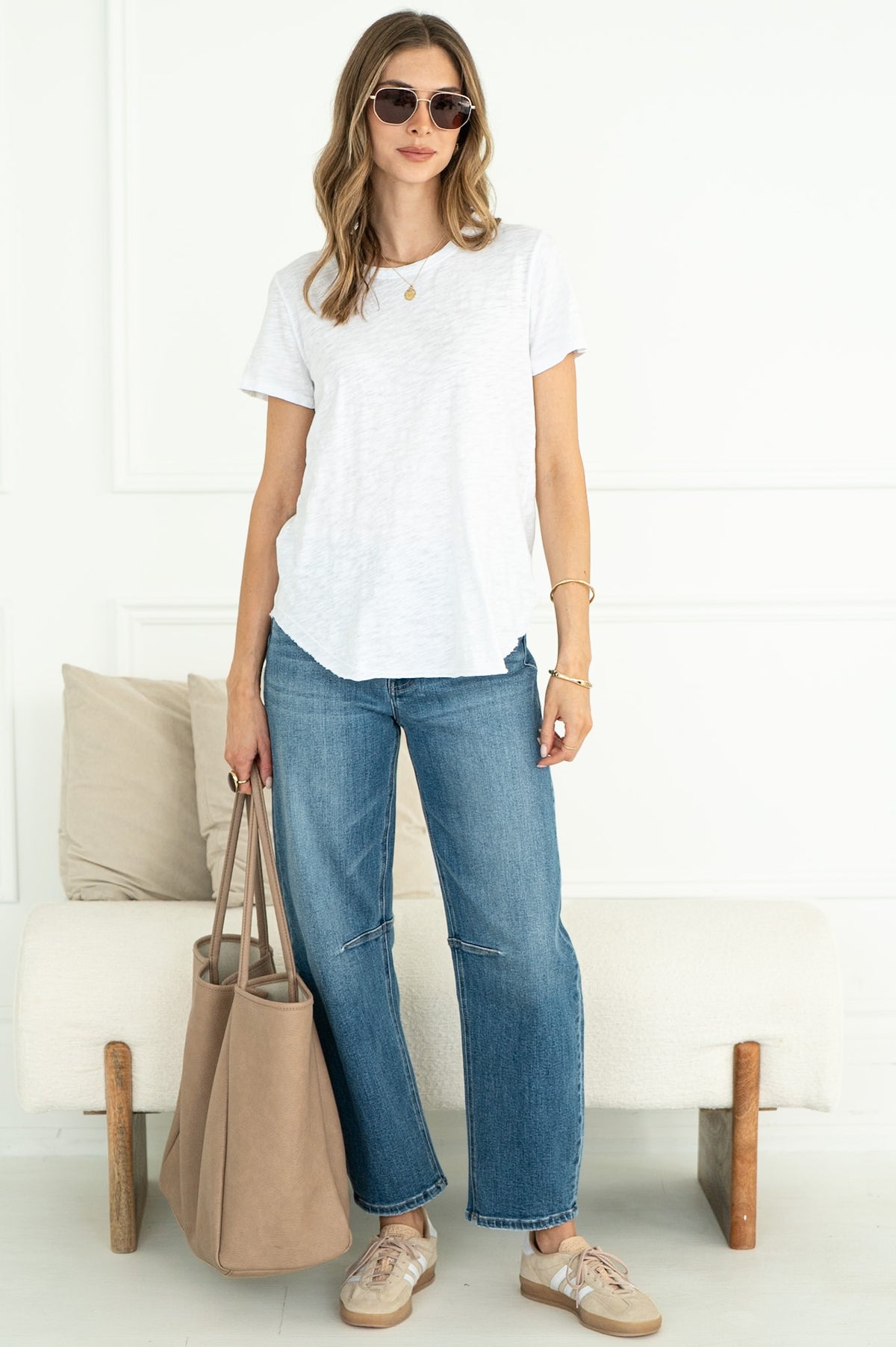 EVERYDAY COTTON CREW NECK TEE IN WHITE