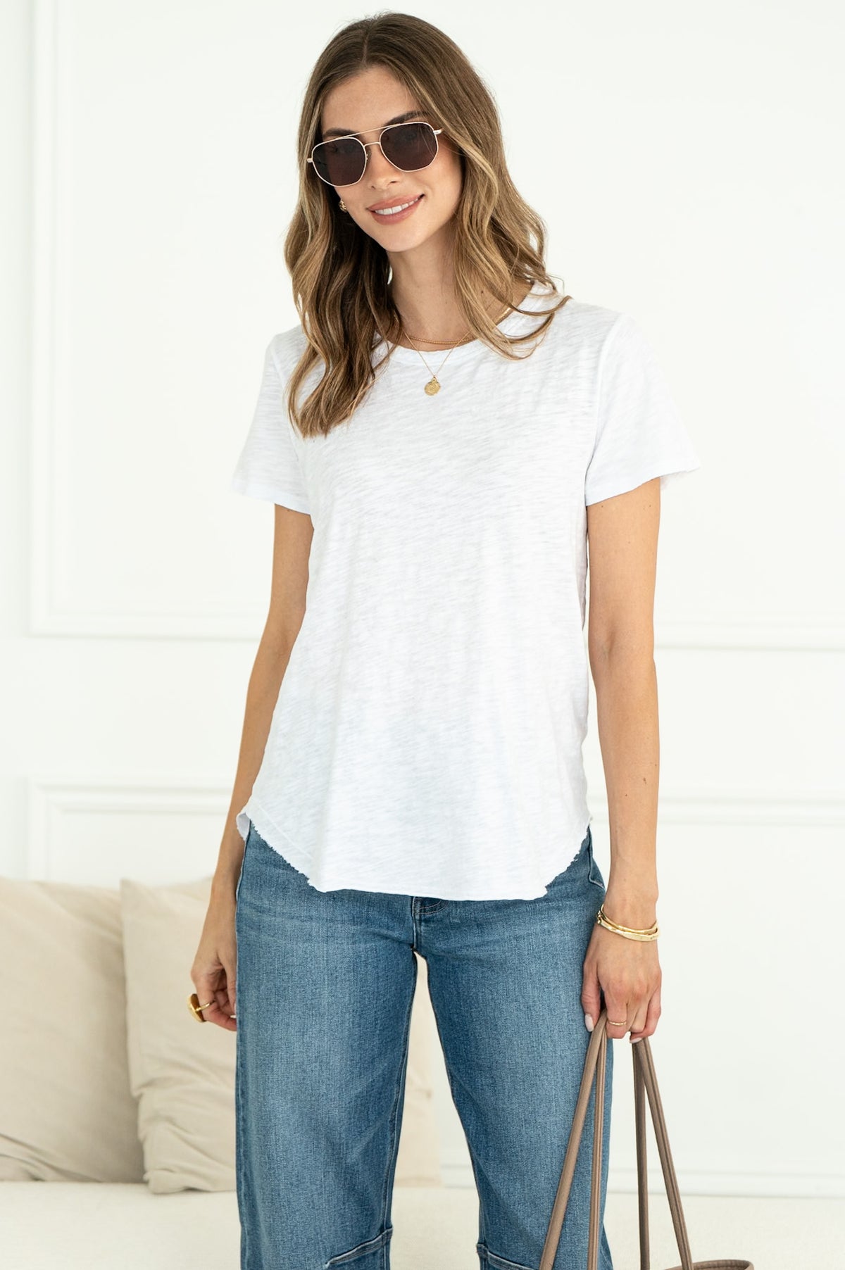 EVERYDAY COTTON CREW NECK TEE IN WHITE