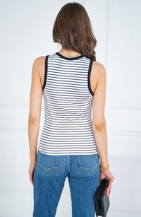 EGON STRIPE CONTRAST RIBBED TANK-BK