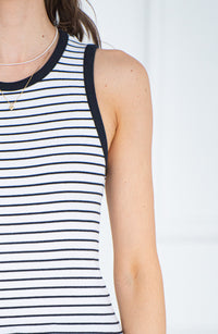 EGON STRIPE CONTRAST RIBBED TANK-BK