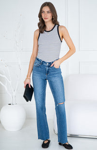 EGON STRIPE CONTRAST RIBBED TANK-BK
