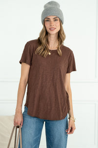 EVERYDAY COTTON CREW NECK TEE IN BROWN