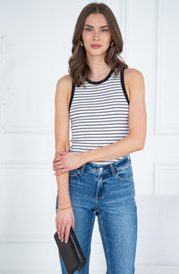 EGON STRIPE CONTRAST RIBBED TANK-BK