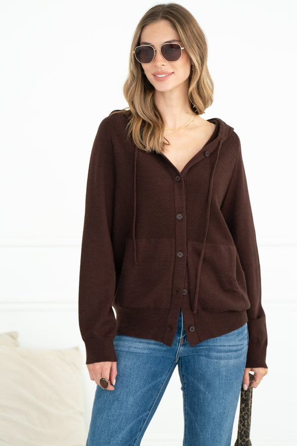 MARLOWE KNIT CARDIGAN WITH HOOD