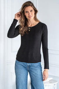 VARIEGATED LAYER TOP-BK