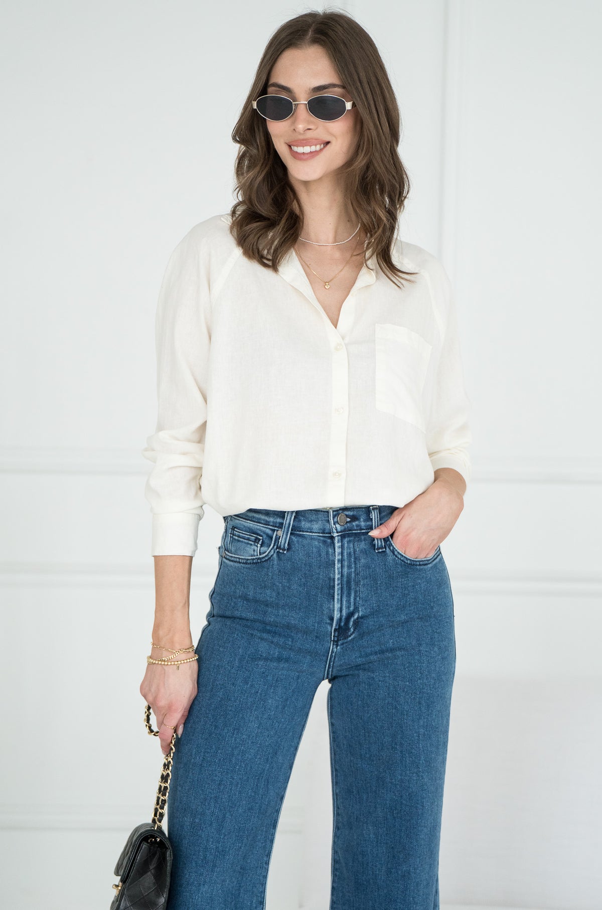 PERFECT LINEN TOP-WH