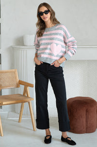 JESSIE STRIPE FLECK SWEATER