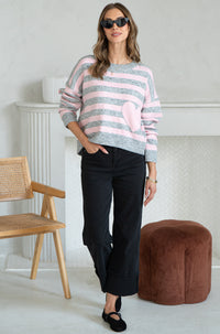JESSIE STRIPE FLECK SWEATER