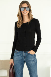 RIO POINTELLE CARDIGAN IN BLACK
