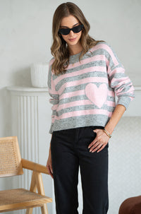 JESSIE STRIPE FLECK SWEATER