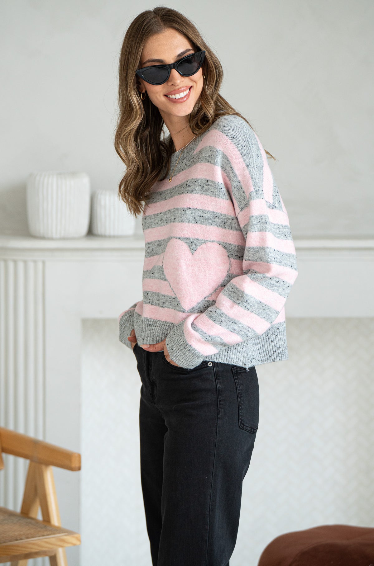 JESSIE STRIPE FLECK SWEATER