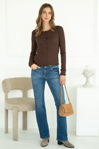 ST. TROPEZ COTTON MODAL CARDIGAN IN MOCHA