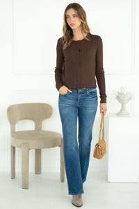 ST. TROPEZ COTTON MODAL CARDIGAN IN MOCHA