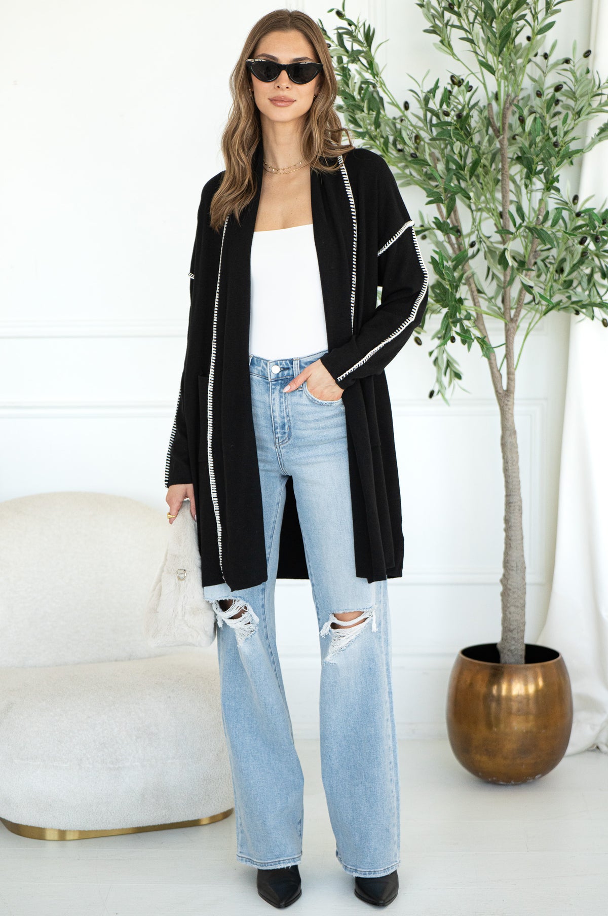 WHIPSTITCH OPEN CARDIGAN
