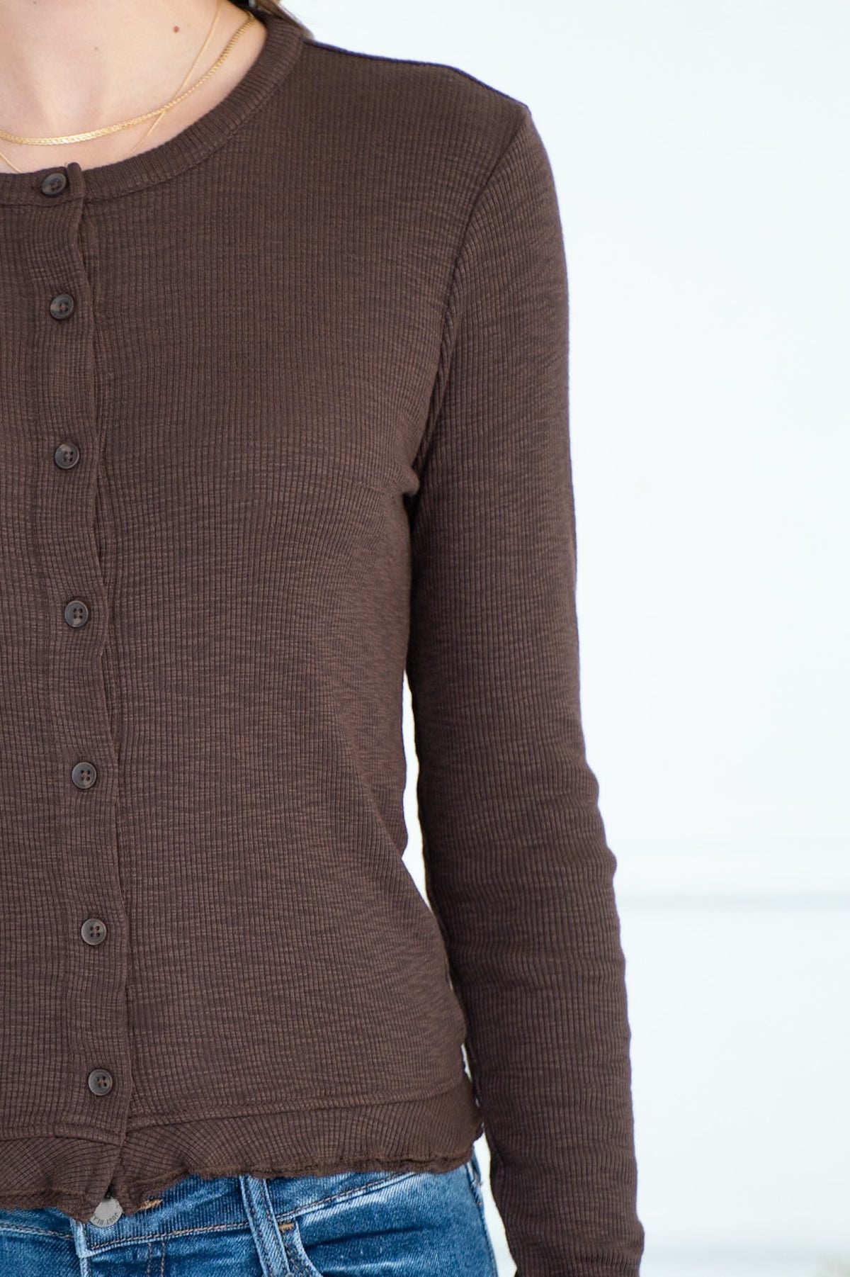 ST. TROPEZ COTTON MODAL CARDIGAN IN MOCHA