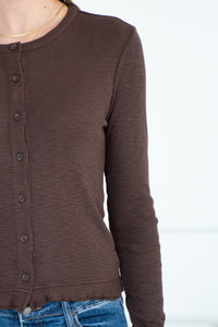 ST. TROPEZ COTTON MODAL CARDIGAN IN MOCHA
