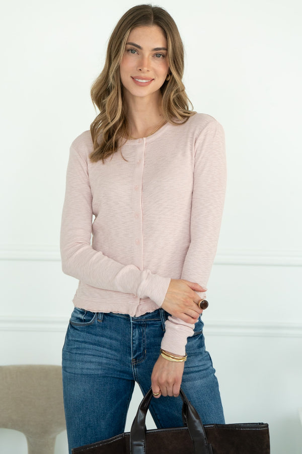 ST. TROPEZ COTTON MODAL CARDIGAN IN PINK