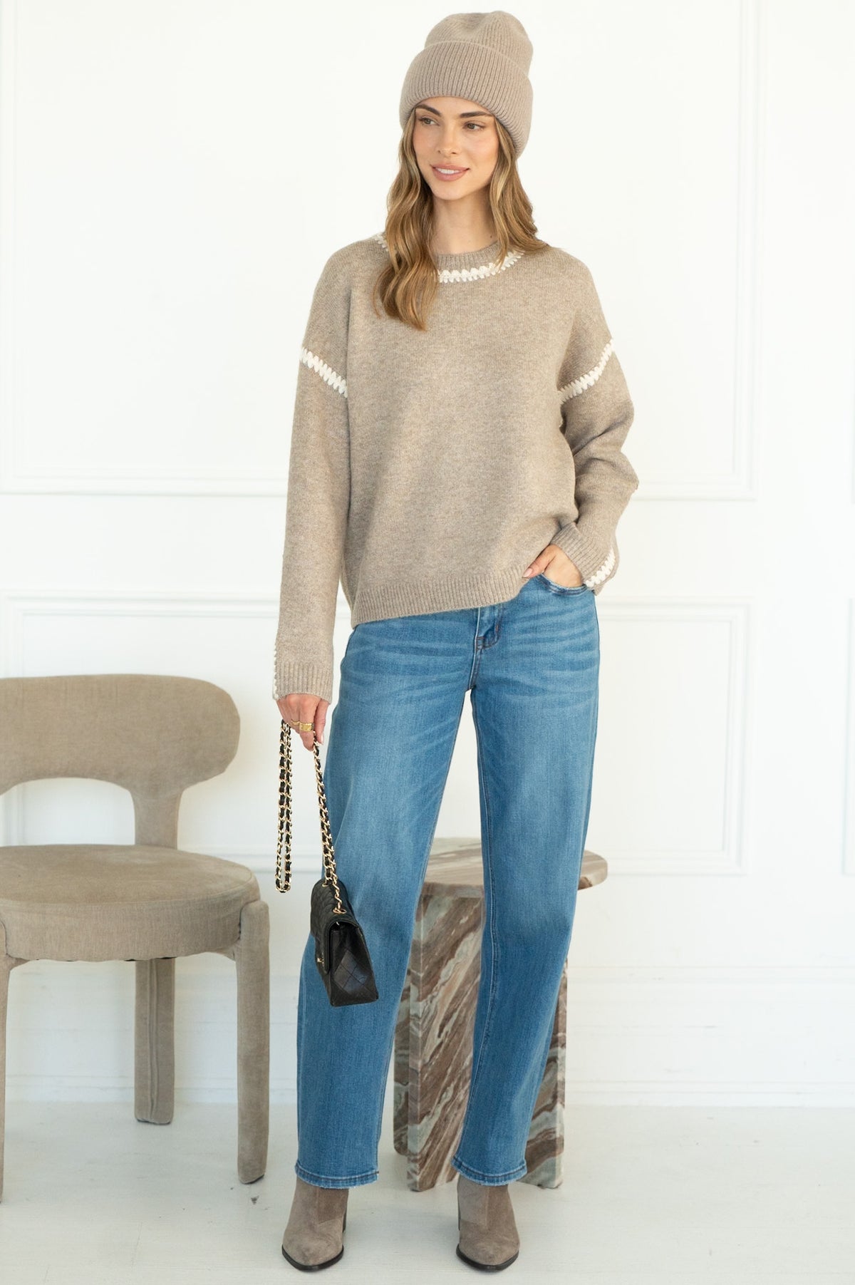 WISHLIST STITCH DETAIL SWEATER