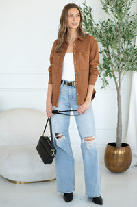 LAST NIGHT FAUX SUEDE SHIRT