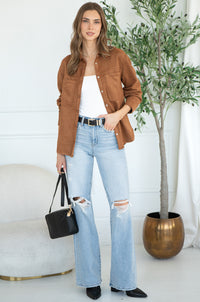 LAST NIGHT FAUX SUEDE SHIRT