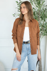 LAST NIGHT FAUX SUEDE SHIRT