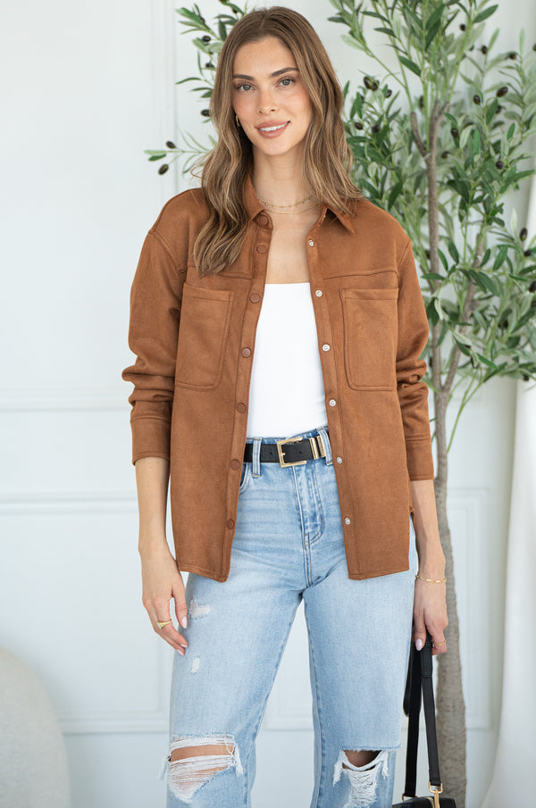 LAST NIGHT FAUX SUEDE SHIRT