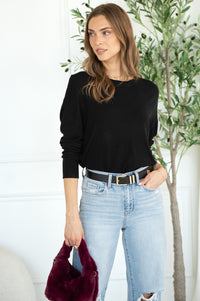 FORECASE LIGHTWEIGHT VISCOSE SWEATER-BK