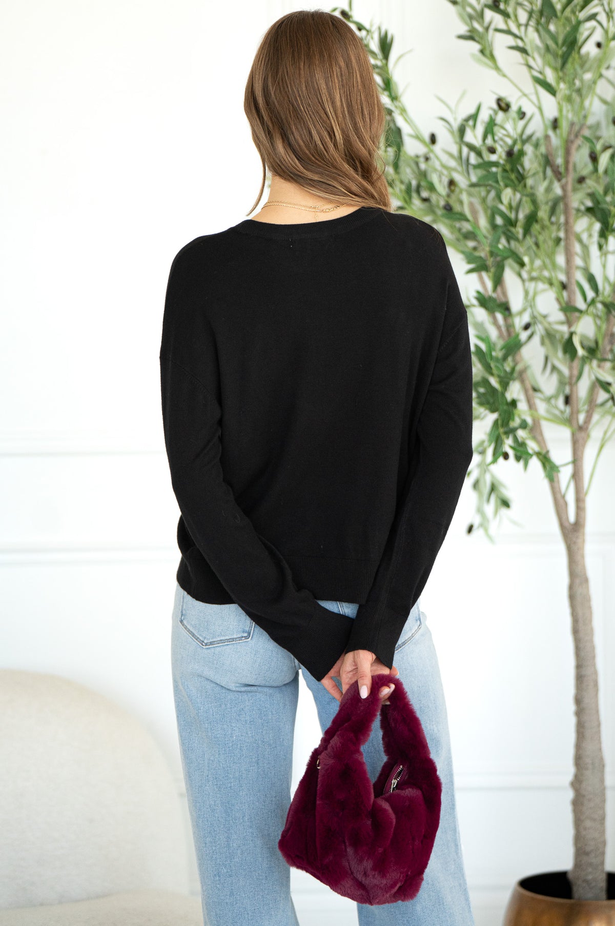 FORECASE LIGHTWEIGHT VISCOSE SWEATER-BK