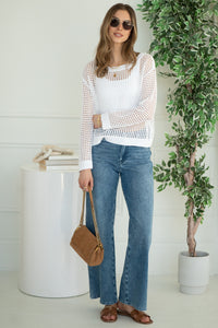AZELIE OPEN KNIT SWEATER-WH