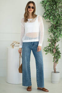 AZELIE OPEN KNIT SWEATER-WH