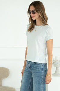 SEVIILA COTTON CREW TEE IN BLUE