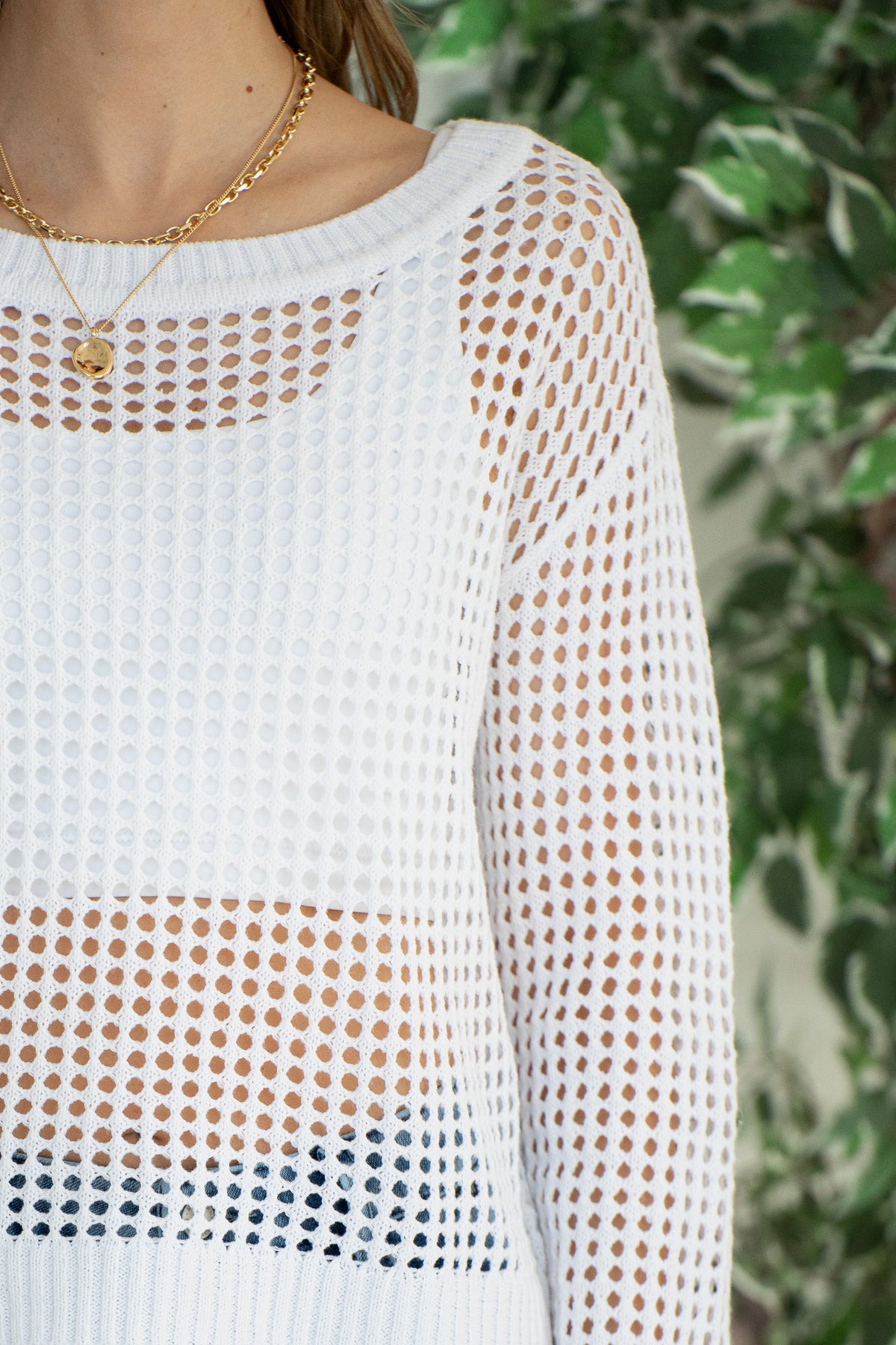 AZELIE OPEN KNIT SWEATER-WH