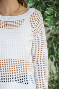 AZELIE OPEN KNIT SWEATER-WH