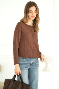 DYLAN COTTON CARDIGAN IN BROWN