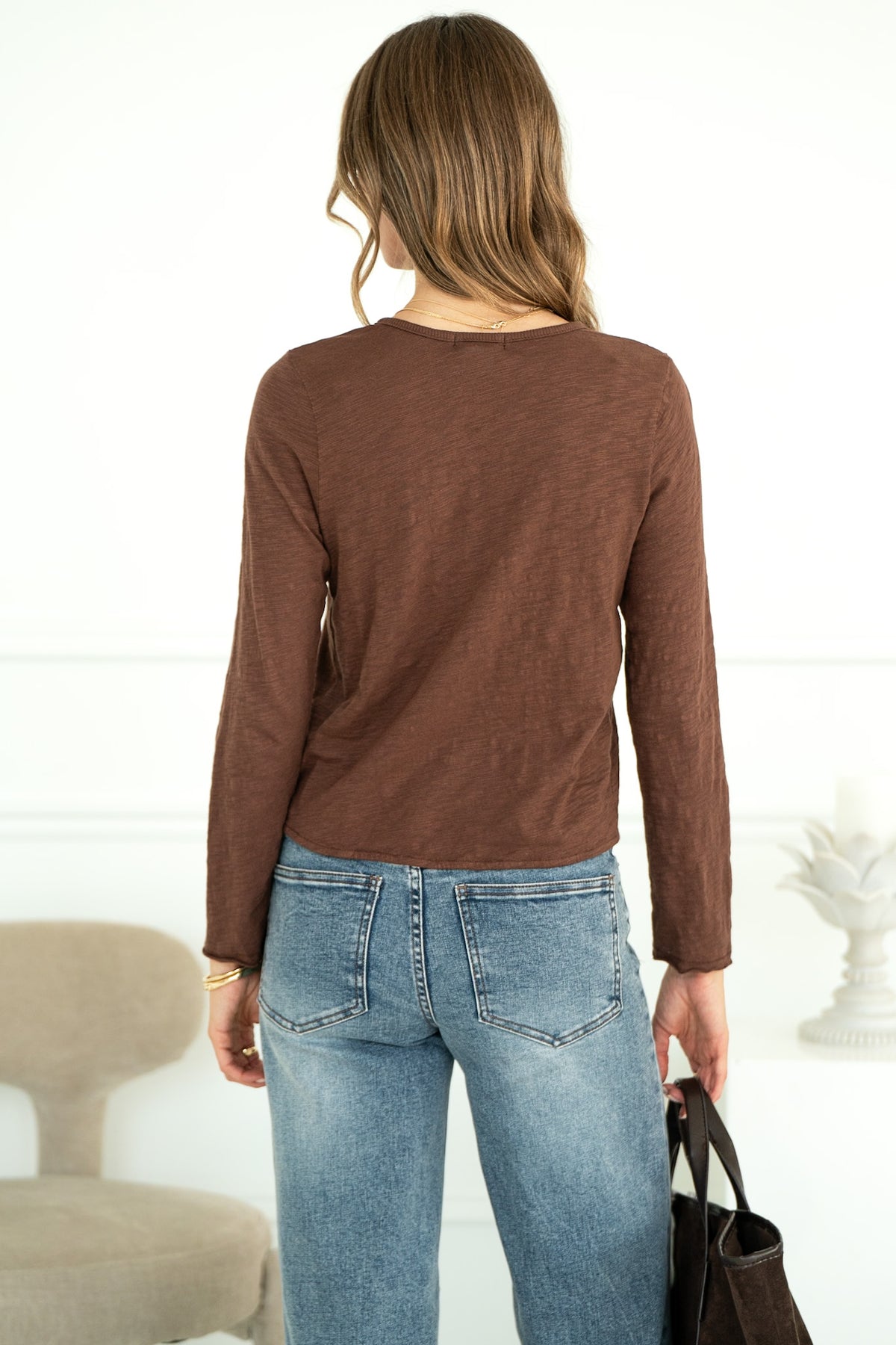 DYLAN COTTON CARDIGAN IN BROWN